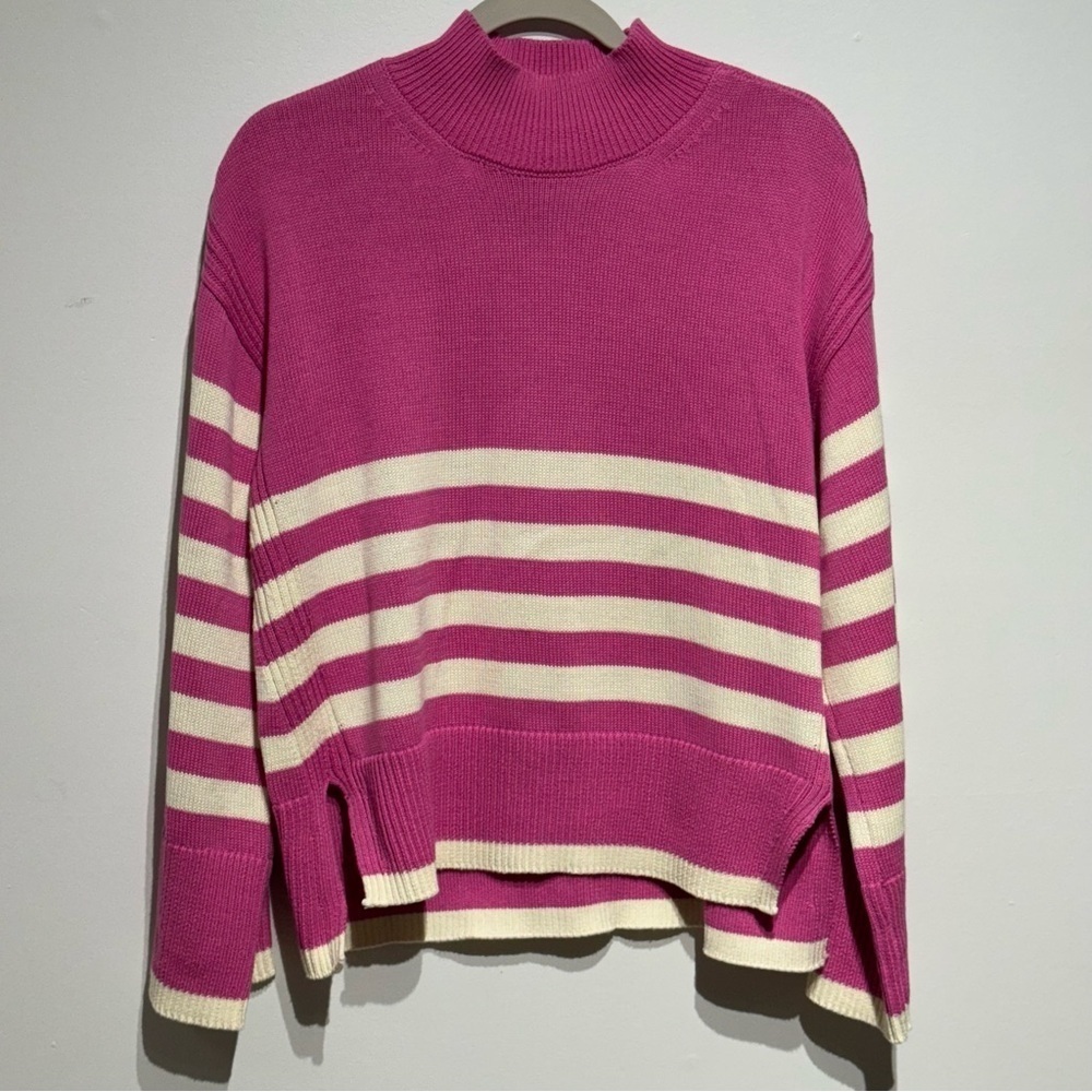 ON 34th Pink and White Striped Sweater. Size Medium